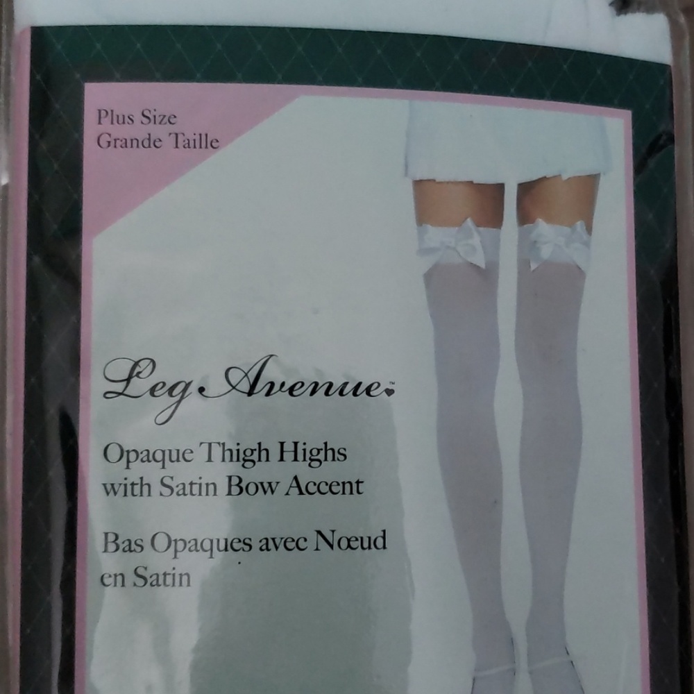 Opaque thigh highs with satin bow accent